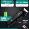 vgr vl 118 hair clipper for men & professionals | 200 min battery life, usb charging | led display, taper lever with stainless blade & 6 guide combs black