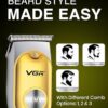 vgr v 290 professional hair trimmer for men | precision t blade, turbo mode | 120 min runtime & led display | usb type c charging with corded & cordless use gold