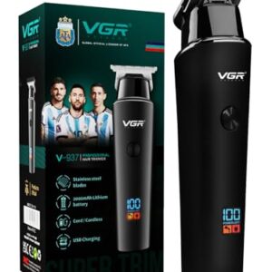 vgr v 937 professional corded & cordless hair trimmer for men with 500min long runtime | 2000mah lithium battery with led display (black)