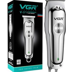 vgr v 071 cordless professional hair trimmer for men & salon | 120 minutes runtime with turbo mode, type c usb support, 1 year brand warranty (silver)