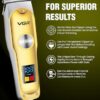 vgr v 290 professional hair trimmer for men | precision t blade, turbo mode | 120 min runtime & led display | usb type c charging with corded & cordless use gold