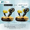 goboult mustang torq wireless in ear earbuds with 60h playtime, app support, quad mic enc, 45ms low latency, 13mm driver, breathing leds,touch controls, made in india, ipx5, ear buds wireless (yellow)
