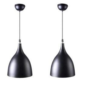 whiteray traditional round black aluminum metallic decorative hanging lights set pendant ceiling light classic lamp for kitchen dining living room bedroom bathroom ((6" shade (pack of 2) without bulb)