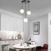 vrct e27 base adjustable mini hanging vintage pendant light fixture with 3 light globe shade (white)(metal)(corded electric)