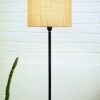 homesake rustic wooden base led floor lamp decorative night standing modern antique industrial vintage minimalist home for living room, bedrooms, office (wooden base beige)