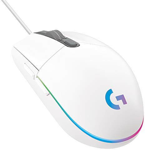 Logitech G 102 Light Sync Wired Gaming Mouse with logitech g 102 light sync wired gaming mouse with customizable rgb lighting, 6 programmable buttons, gaming grade sensor, 8k dpi tracking,16.8mn color, light weight white
