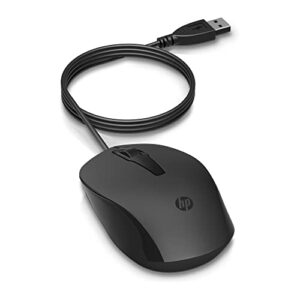 hp 150 wired mouse elegant ergonomic design, 1600 dpi optical tracking, usb plug & play / 3 years warranty (240j6aa), black
