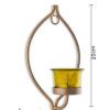 homesake® wall candle sconce set of 2 wrought iron candle holder hanging wall mounted candle sconces for living room home decor, black with glass and free t light candles (eye yellow gold)