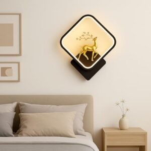 homeluxe aluminium modern wall lights living room led sconce, decorative indoor wall lamp with artistic deer design, ambient light fixture for home, hallway, bedroom (3000k 6000k)