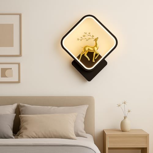 Homeluxe Aluminium Modern Wall Lights Living Room LED homeluxe aluminium modern wall lights living room led sconce, decorative indoor wall lamp with artistic deer design, ambient light fixture for home, hallway, bedroom (3000k 6000k)