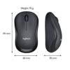 logitech m221 wireless mouse, silent buttons, 2.4 ghz with usb mini receiver, 1000 dpi optical tracking, 18 month battery life, ambidextrous pc/mac/laptop black