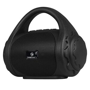 zebronics zeb county 3w wireless bluetooth portable speaker with supporting carry handle, usb, sd card, aux, fm & call function. (black)