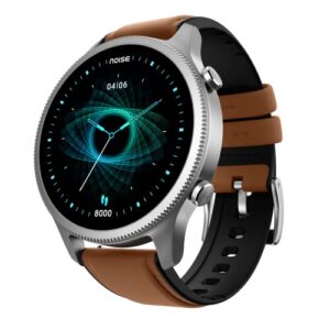 noisefit halo 1.43" amoled display, bluetooth calling round dial smart watch, premium metallic build, always on display, smart gesture control, 100 sports modes (vintage brown)