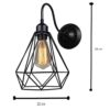 groeien antique decorative diamond cage wall lamp pendant hanging indoor outdoor light (black, bulb not included,metal)