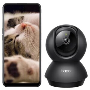 tapo 2k 3mp pan/tilt indoor wireless security camera for baby monitor,pet camera|motion detection & tracking|2 way audio|cloud & sd card storage|works w/alexa & google home|black c211