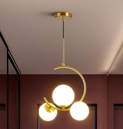 Desidiya® 3-Light Globe Chandelier Hanging Light Gold desidiya® 3 light globe chandelier hanging light gold modern ceiling pendant lamp with white glass adjustable cord ceiling light for bedroom living dining room (bulb not included pack of 1)