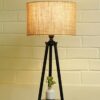 crosscut furniture metal floor lamp with 3 shelves (brown jute). led bulb included. crosscut furniture metal floor lamp with 3 shelves (brown jute). led bulb included.