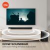 jbl cinema sb271, dolby digital soundbar with wireless subwoofer for extra deep bass, 2.1 channel home theatre with remote, hdmi arc, bluetooth & optical connectivity (220w) jbl cinema sb271, dolby digital soundbar with wireless subwoofer for extra deep bass, 2.1 channel home theatre with remote, hdmi arc, bluetooth & optical connectivity (220w)