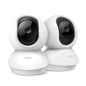 tapo c210p2 360° 3mp 2k 2304 full hd 1296p video pan/tilt smart wi fi security camera | alexa enabled | 2 way audio| night vision| motion detection | indoor cctv | pack of 2,white
