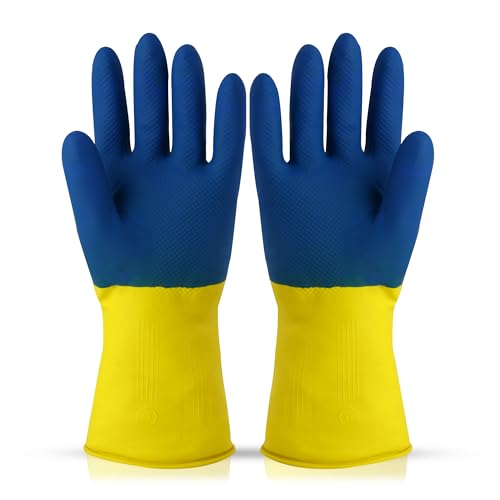 Robustt Heavy Duty Rubber Hand gloves - 1 Pair (Free Size, robustt heavy duty rubber hand gloves 1 pair (free size, multicolor) for dishwashing, gardening, kitchen cleaning