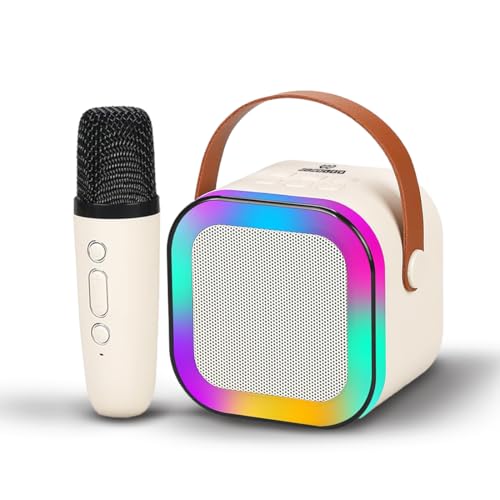 Wembley Rechargeable Karaoke Mic with Speaker for Singing | wembley rechargeable karaoke mic with speaker for singing | wireless mini portable bluetooth speaker with microphone & led lights | cute birthday gift for kids musical toys for boys, girls and adults