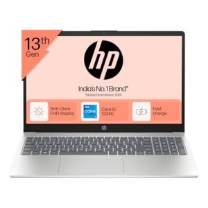 hp 15, 13th gen intel core i5 1334u laptop (16gb ddr4, 512gb ssd) anti glare, 15.6"/39.6cm, fhd, win 11, ms office 21, silver, 1.59kg, intel iris xe graphics, 1080p fhd camera, backlit kb, fd0221tu