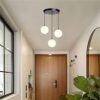 vrct e27 base adjustable mini hanging vintage pendant light fixture with 3 light globe shade (white)(metal)(corded electric)