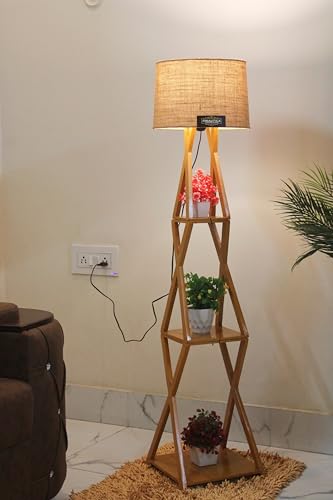 Finautica Wooden Italian Wooden Crafter Standard Size Floor finautica wooden italian wooden crafter standard size floor lamp new cross design with khadi lamp shade, bulb and holder, pack of 1