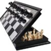 toytastic magnetic educational chess board set with folding chess board 2 plyaers travel toys for kids and adults (10 inch) (black color)
