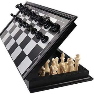 toytastic magnetic educational chess board set with folding chess board 2 plyaers travel toys for kids and adults (10 inch) (black color)