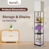homifly 4 tier metal led floor lamp with wooden shelves/square lamp with 3 adjustable color mode/corner display book & vase shelf/standing night lamps for home decor(black)