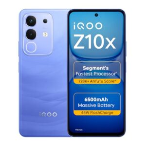 iqoo z10x 5g (ultramarine, 6gb ram, 128gb storage) | 6500 mah large capacity battery | dimensity 7300 processor | military grade durability