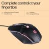 hp m270 backlit usb wired gaming mouse with 6 buttons, 4 speed customizable 2400 dpi, ergonomic design, breathing led lighting, metal scroll wheel, lightweighted / 3 years warranty (7zz87aa), black