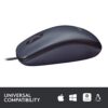 logitech b100 corded wired usb right or left hand use mouse for computers and laptops black
