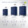safari pentagon pro 8 wheels set of 3 (cabin + medium + large) trolley bags, hard case polypropylene, 360º wheeling luggage, travel bag, suitcase for travel, trolley bags for travel, navy