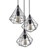homesake hanging light diamond cluster modern ceiling pendant light for home decoration, living room,bedroom, and dining room, stylish chandelier, contemporary interior design, pack of 1, (black)