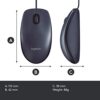 logitech b100 corded wired usb right or left hand use mouse for computers and laptops black