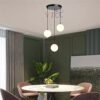 vrct e27 base adjustable mini hanging vintage pendant light fixture with 3 light globe shade (white)(metal)(corded electric)