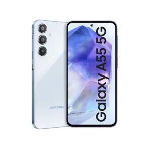 samsung galaxy a55 5g (awesome iceblue, 8gb ram, 256gb storage) | ai | metal frame | 50 mp main camera (ois) | super hdr video| nightography | ip67 | corning gorilla glass victus+ | samoled display