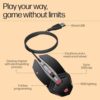 hp m270 backlit usb wired gaming mouse with 6 buttons, 4 speed customizable 2400 dpi, ergonomic design, breathing led lighting, metal scroll wheel, lightweighted / 3 years warranty (7zz87aa), black