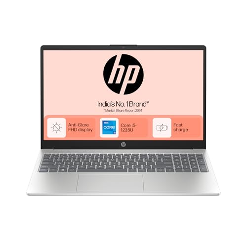 HP 15, 12th Gen Intel Core i5-1235U, 8GB DDR4, 512GB SSD, hp 15, 12th gen intel core i5 1235u, 8gb ddr4, 512gb ssd, (win11, office21, silver, 1.59kg) anti glare, micro edge, 15.6 inch(39.6cm) fhd laptop, intel uhd graphics, fhd camera, backlit kb, fd0070tu