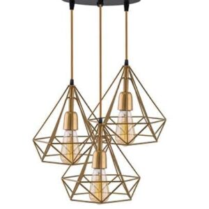 desidiya® diamond cluster golden pendant light, home decor items, hanging ceiling decorative chandelier home, living room, indoor outdoor jhumar lighing, 40 watts,(bulb not included, black)