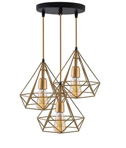 Desidiya® Diamond Cluster Golden Pendant Light, Home Decor desidiya® diamond cluster golden pendant light, home decor items, hanging ceiling decorative chandelier home, living room, indoor outdoor jhumar lighing, 40 watts,(bulb not included, black)