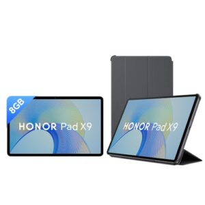 honor pad x9 with free flip cover 11.5 inch (29.21 cm) 120 hz 2k display, snapdragon 685, 13gb (8gb+5gb ram turbo), 128gb storage, 6 speakers, up to 13 hours battery, android, wifi, metal body, gray