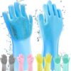 GLUN Magic Silicone Dish Washing Gloves, Silicon Cleaning glun magic silicone dish washing gloves, silicon cleaning gloves, silicon hand gloves for kitchen dishwashing and pet grooming, great for washing dish, car, bathroom (1 pair,assorted)