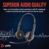 poly (plantronics) blackwire 3220 stereo headset, on ear w/noise canceling mic, 118g, connect to mobile/tablet via usb c/a, lightweight metal headband, dynamic eq, hi fi stereo, black, 9p7x8aa