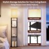 homifly 4 tier metal led floor lamp with wooden shelves/square lamp with 3 adjustable color mode/corner display book & vase shelf/standing night lamps for home decor(black)
