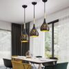 Cruv Aluminum Hanging Lights for Dining Table, Pendant cruv aluminum hanging lights for dining table, pendant lamps for kitchen island, bedroom hanging lamps and living room lights (black pack of 3)