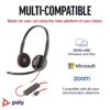 poly (plantronics) blackwire 3220 stereo headset, on ear w/noise canceling mic, 118g, connect to mobile/tablet via usb c/a, lightweight metal headband, dynamic eq, hi fi stereo, black, 9p7x8aa