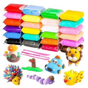 vgrassp 24 pcs air dry clay for kids with 6 sculpting tools creative art & crafts play dough birthday return gift for boys and girls color as per stock